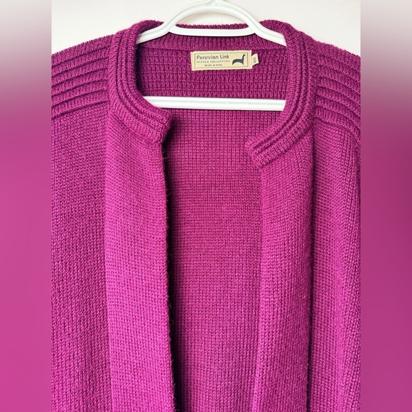 Peruvian Link Sweater Womens OS Deep Purple Cardigan Alpaca Cozy Open Soft Work - Picture 4 of 9